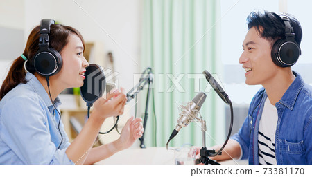 people make podcast in studio 73381170