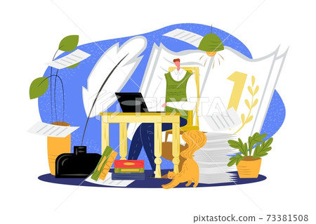 Man person profession, writer work concept vector illustration. Cartoon people job, professional author in modern journalism business 73381508