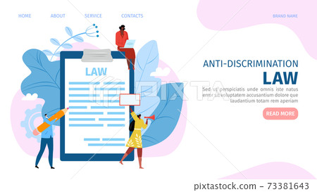 Anti-discrimination law concept, man woman protest website, vector illustration. Male female people rights, salary and gender equality symbol. Anti-discrimination law concept, man woman protest website, vector illustration. Male female people rights, salary and gender equality symbol. 73381643