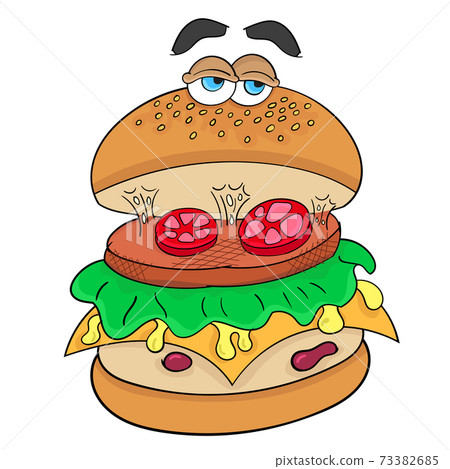 burger character cartoon - Stock Illustration [73382685] - PIXTA