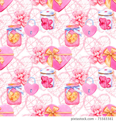 watercolor seamless pattern for valentine's day, wedding 73383381