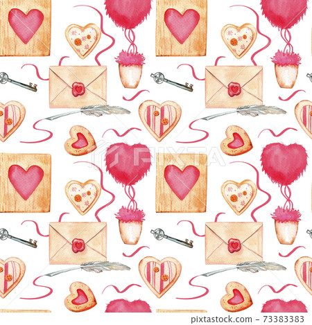watercolor seamless pattern for valentine's day, wedding watercolor seamless pattern for valentine's day, wedding 73383383