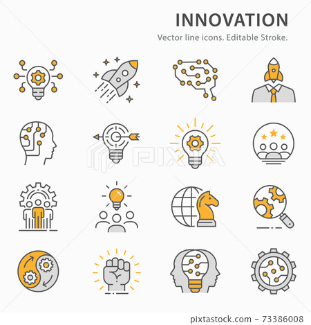 Innovation flat line icon set. Vector illustration. Editable stroke. Innovation flat line icon set. Vector illustration. Editable stroke. 73386008