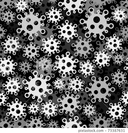 Seamless pattern with coronavirus symbols. Grayscale cells background 73387631