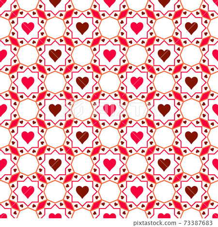 Seamless geometric pattern of hearts on a white... - Stock Illustration ...