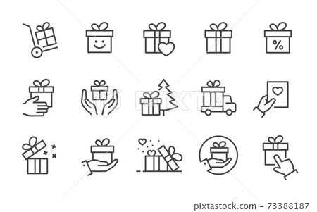 Gift Box Icon Set Collection Of Present Stock Illustration