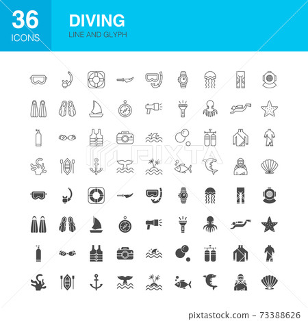 Diving Line Web Glyph Icons Diving Line Web Glyph Icons 73388626