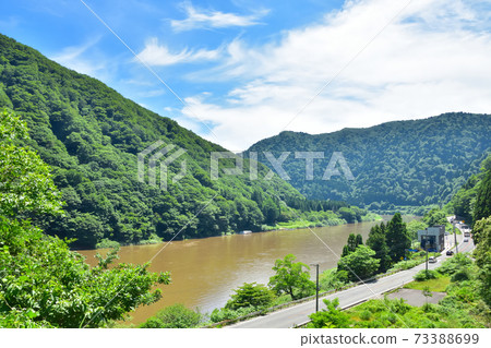 The Mogami River near the Mogami Gorge, which was flooded by rain The Mogami River near the Mogami Gorge, which was flooded by rain 73388699