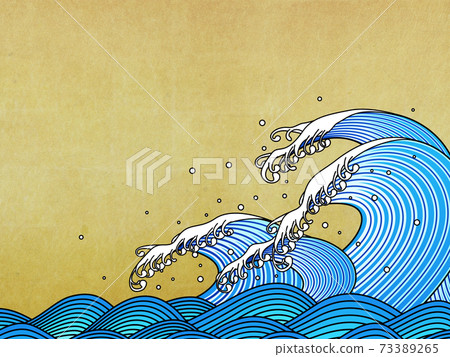 Gold leaf large wave background material 73389265