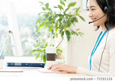 在線開會的女性 在線開會的女性 73391128