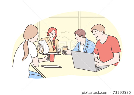 Teamwork, brainstorming, business, meeting, communication discussion, negotiation concept 73393580