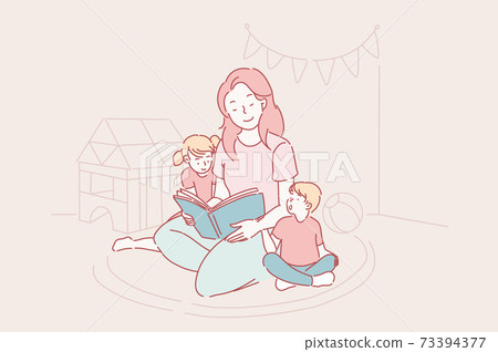 Mothers day, kindergarten, motherhood concept. 73394377