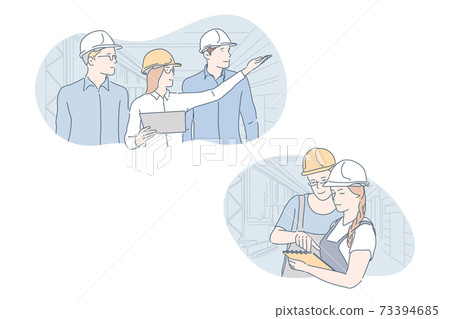 Engineer, industrial, building, teamwork set concept Engineer, industrial, building, teamwork set concept 73394685