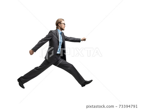 man businessman jumping or running 73394791