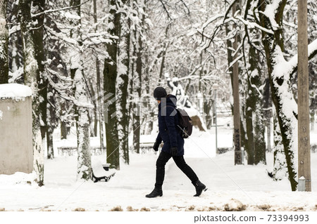 Snow-covered park in the center of Minsk. Belarus Snow-covered park in the center of Minsk. Belarus 73394993