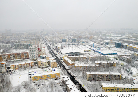 Snow-covered city center of Minsk from a height. Belarus Snow-covered city center of Minsk from a height. Belarus 73395077