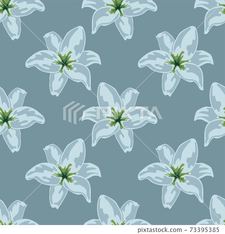 White cute lily flowers repeat pattern 73395385
