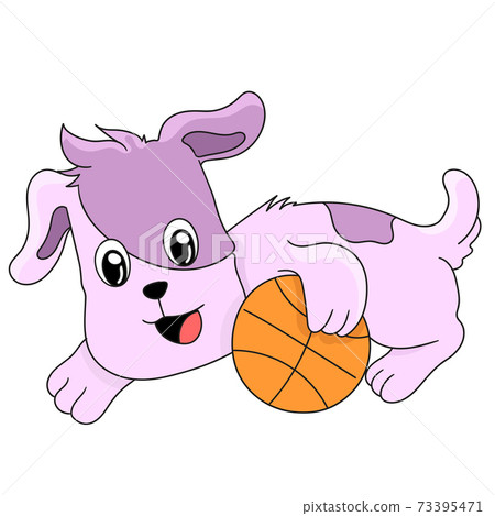 cute little dog playing ball 73395471
