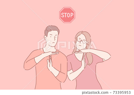 Stop working, time break gesture, timeout signal concept 73395953
