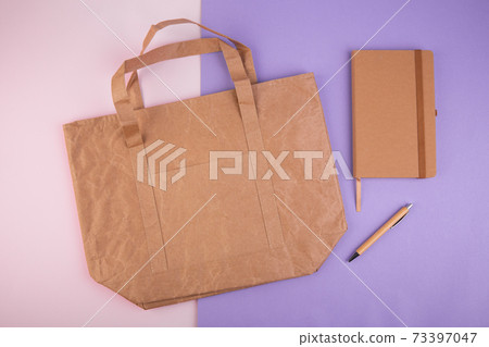 Bag of paper craft environmental in a set with notebook and handle Bag of paper craft environmental in a set with notebook and handle 73397047