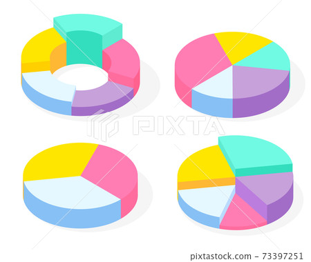 Collection of 3d pie diagrams, isometric infographics, business statistics, visualize info Collection of 3d pie diagrams, isometric infographics, business statistics, visualize info 73397251