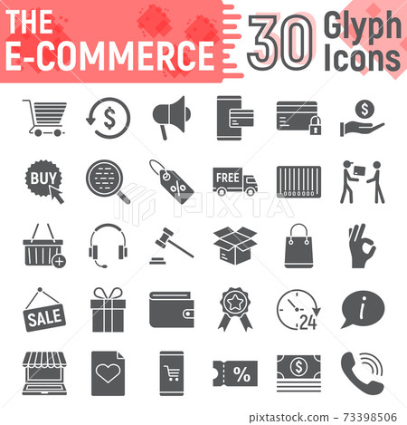 E commerce glyph icon set, Online store symbols - Stock Illustration ...