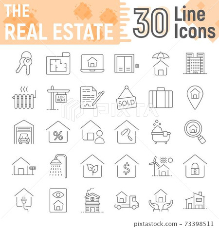 Real Estate thin line icon set, home signs - Stock Illustration ...