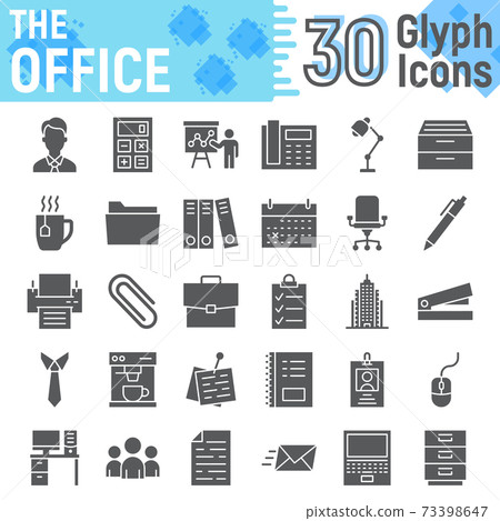 Office glyph icon set, business symbols collection Office glyph icon set, business symbols collection 73398647