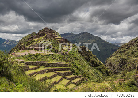 The Sacred Valley and the Inca ruins of Pisac, near Cuzco Peru 73399285