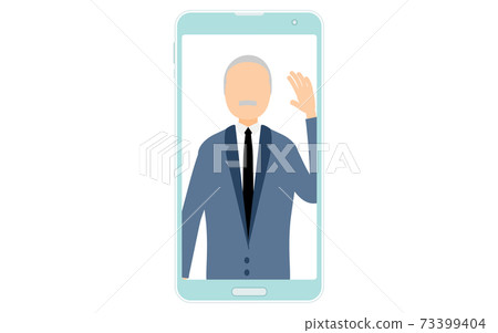 New normal, an elderly man interviewing online 73399404