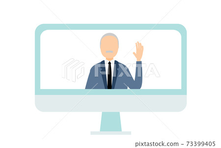 New normal, an elderly man interviewing online 73399405