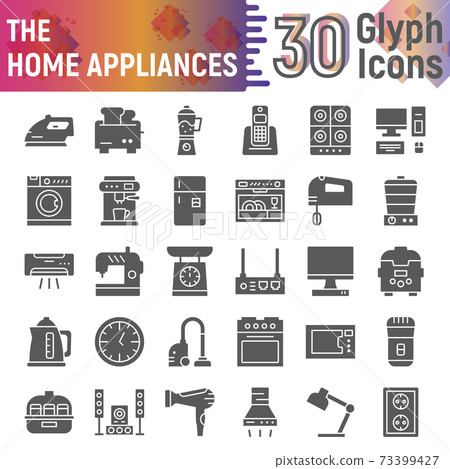 Home appliances glyph icon set, kitchenware - Stock Illustration ...