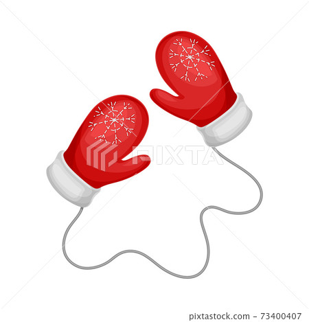 Knitted Winter Pair of Mittens as Seasonal Garment Covering Hand Vector Illustration 73400407