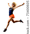 beautiful woman runner jogger jogging running isolated white background 73400605