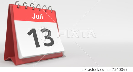July 13 date written in German on the flip... - Stock Illustration ...