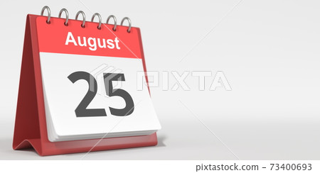 August 25 date written in German on the flip... - Stock Illustration ...