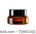 Glass brown cosmetic cream bottle  isolated on  white background. 73401102