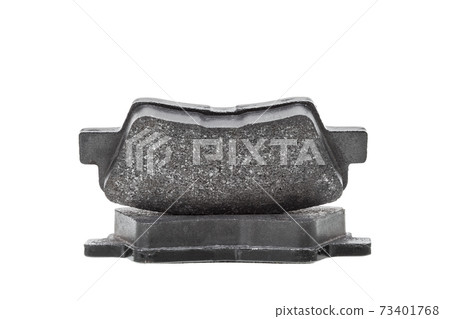 brake pads one on top of the other demonstrate the thickness of asbestos abrasive, new spare parts isolated on white background. brake pads one on top of the other demonstrate the thickness of asbestos abrasive, new spare parts isolated on white background. 73401768