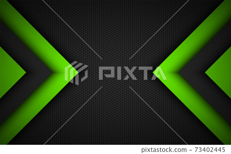 Abstract modern vector background with black and green overlapped arrows and polygonal grid 73402445