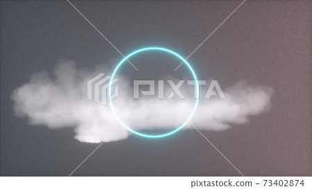 Coud and neon rings and noise background, computer generated. 3d rendering abstract sky 73402874