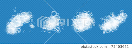 Bath foam with soap bubbles isolated on transparent background. Realistic soap sud texture. Vector illustration of shampoo, gel or facial mousse lather top view Bath foam with soap bubbles isolated on transparent background. Realistic soap sud texture. Vector illustration of shampoo, gel or facial mousse lather top view 73403621