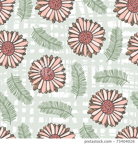 Summer floral pattern with coral flowers Summer floral pattern with coral flowers 73404026