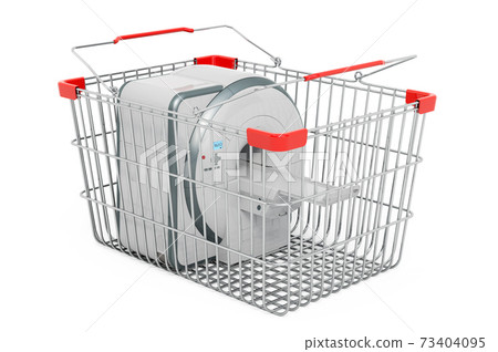 MRI inside shopping basket, 3D rendering MRI inside shopping basket, 3D rendering 73404095