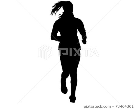 女性剪影jogging_front 2 女性剪影jogging_front 2 73404301