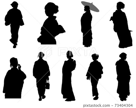 Kimono Female Silhouette_Set 2 - Stock Illustration [73404304] - PIXTA