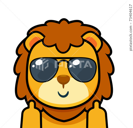 a lion with middle finger. Isolated Vector illustration a lion with middle finger. Isolated Vector illustration 73404617