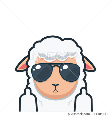 a white goat with middle finger. Isolated Vector illustration a white goat with middle finger. Isolated Vector illustration 73404618
