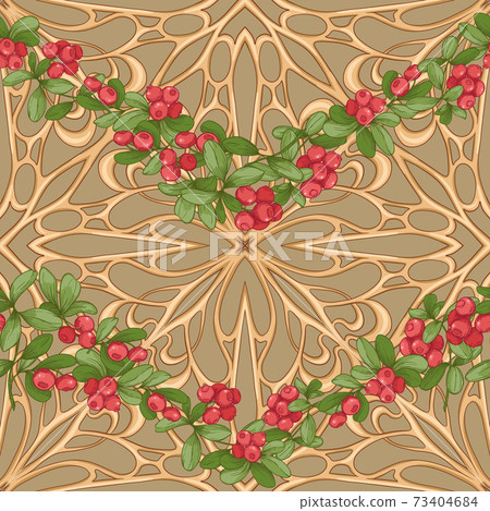 Cranberry. Seamless pattern 73404684