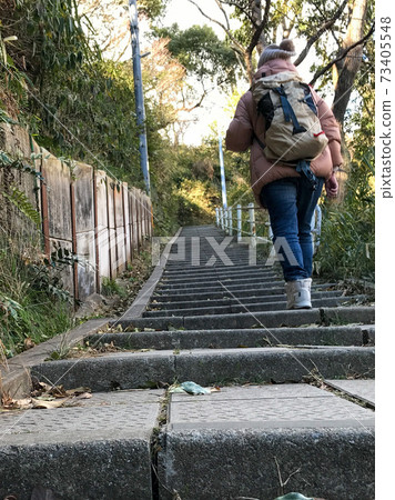 Mountain trail stairs 73405548