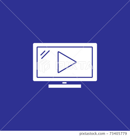 video play flat solid icon for movie streaming, social media or online course vector illustration 73405779